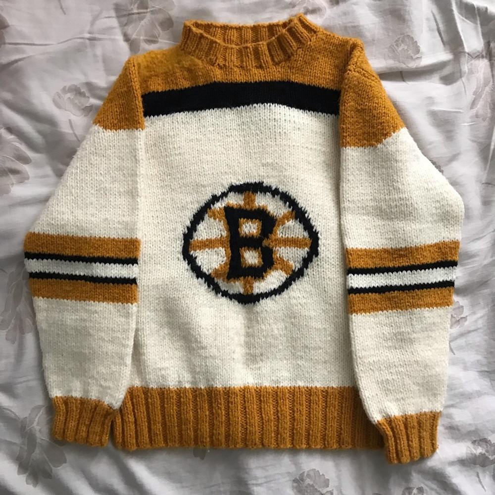 Vintage Handknit Boston Bruins letterman sweater